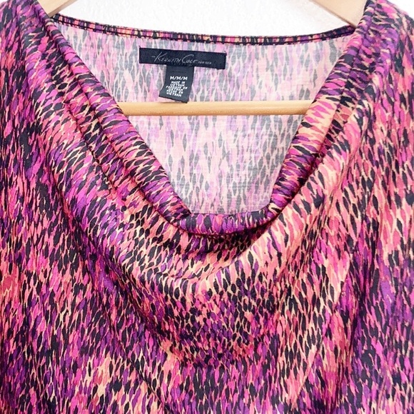 Kenneth Cole Patterned Colorful Cowl Neck Blouse - Picture 3 of 11